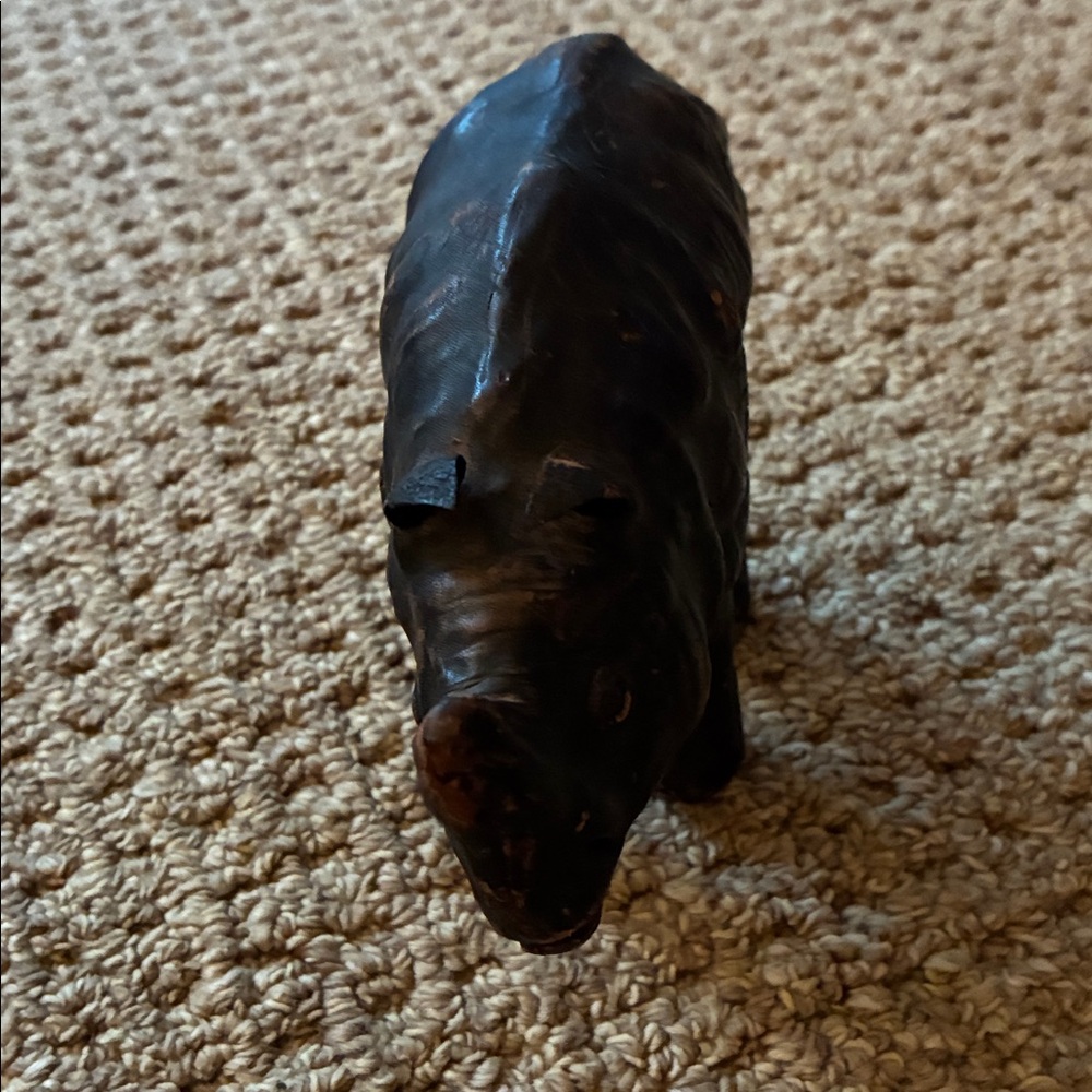 Handcrafted Black Rhino Figurine Decorative Accent